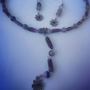 Handmade Amethyst Necklace and earrings set